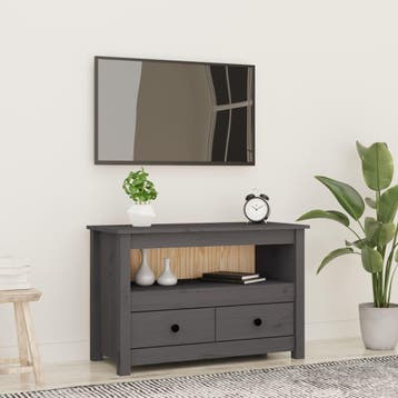 vidaXL Tv-meubel 79x35x52 cm massief grenenhout grijs, Verzenden, Nieuw