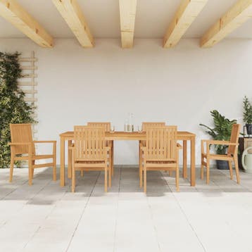 vidaXL 7-delige Tuinset massief teakhout, Verzenden, Nieuw, Tuinset