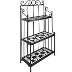 tectake Metalen rek mozaïek 3 niveaus - zwart / wit, Tuin en Terras, Verzenden, Nieuw