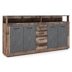 Dressoir 190 cm Breed oud eiken antraciet oud eiken antra..., Huis en Inrichting, Verzenden, 150 tot 200 cm, Nieuw, 25 tot 50 cm