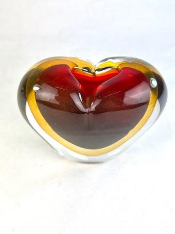 Oball - Vase - Sommerso - Verre de Murano - Cœur Rouge Ambre
