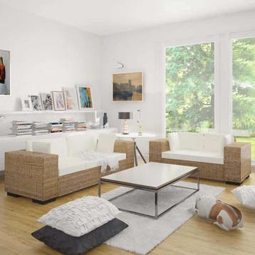 vidaXL 2-zits en 3-zits bank / zetelstel rattan, Huis en Inrichting, Verzenden, Nieuw