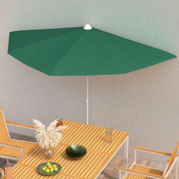 vidaXL Parasol half met paal 180x90 cm groen, Verzenden