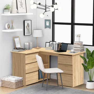 vidaXL Hoekbureau 145x100x76 cm bewerkt hout sonoma, Verzenden, Nieuw