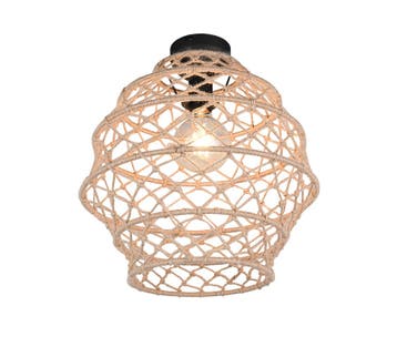 Trio HIVE plafondlamp | E27 Fitting | mat zwart met natuurli, Verzenden, Nieuw