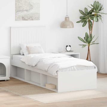 vidaXL Bedframe met hoofdeinde Wit 75 x 190 cm Massief, Verzenden, Nieuw