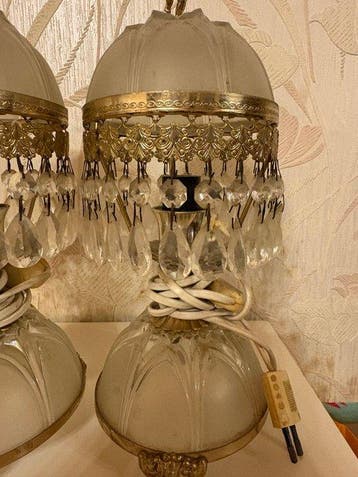 Lampe de table de chevet (2) - Laiton argenté - Paire de, Antiquités & Art
