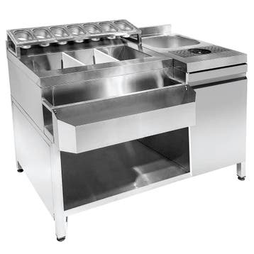Bar-/Cocktailstation | RVS | Spoelbak + Glazenspoeler |, Articles professionnels, Horeca | Équipement de cuisine, Verzenden