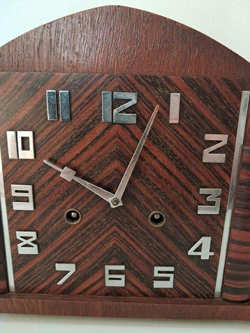 Tafelklok - Art Deco Hout - 1940-1950