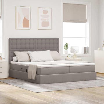 vidaXL Opbergbed met hoofdeinde met opslag Taupe 180 x 200, Verzenden, Nieuw