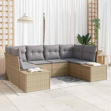 vidaXL Tuinbank Set 6 st 6-Aantal zitplaatsen Beige en, Verzenden, Nieuw