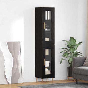 vidaXL Highboard 2 pcs Zwart Eiken Glas, Verzenden, Nieuw