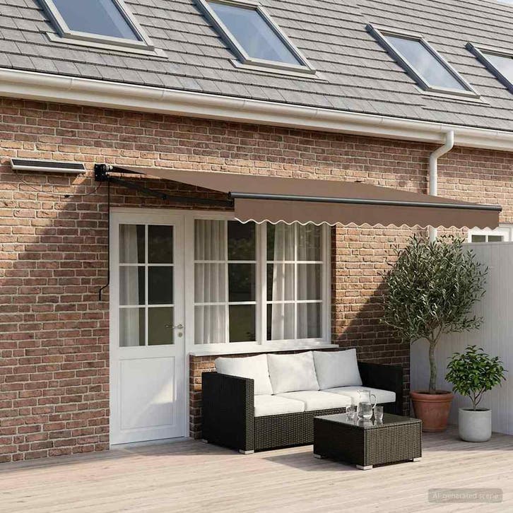 vidaXL Elektrisch Uitschuifbare Zonneluifel Taupe, Tuin en Terras, Zonneschermen, Nieuw, Verzenden