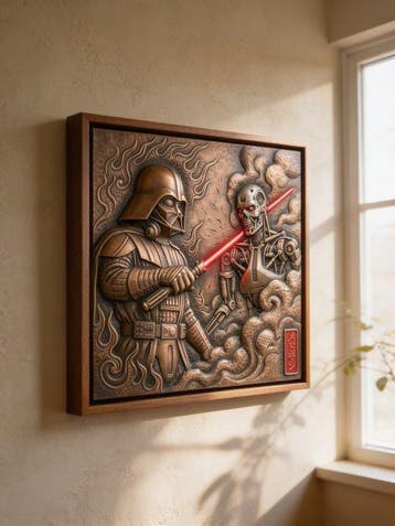 MEDSAN - Vader vs Terminator Copper Relief, Antiek en Kunst
