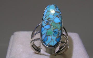 Turquoise ring - Hoogte: 26.5 mm - Breedte: 30.8 mm- 6.2 g -