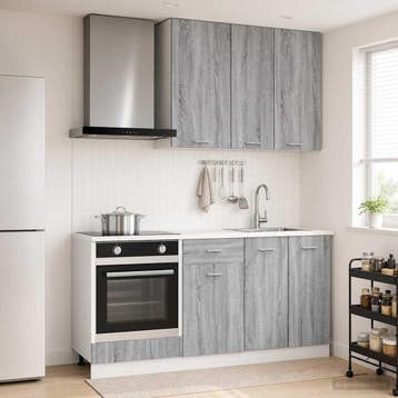 vidaXL Keukenblok LYON 5 st Grijs Sonoma Bewerkt hout, Verzenden, Nieuw