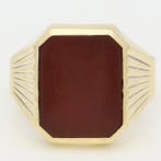 Ring - 14 karaat Geel goud - Carneool Zegelring, Handtassen en Accessoires, Nieuw