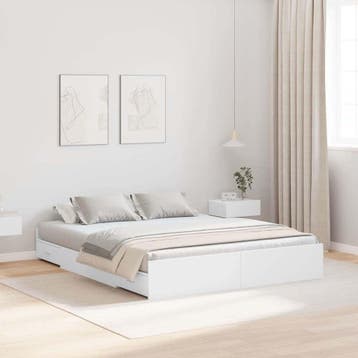 vidaXL Opbergbedframe met hoofdeinde Wit 160 x 200 cm, Verzenden, Nieuw