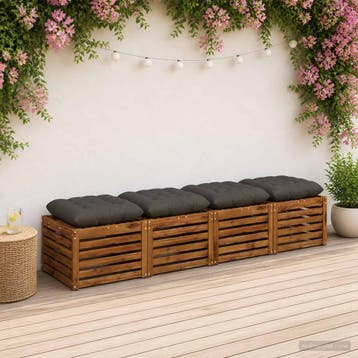 vidaXL Zitkussens VIANEN 4 st 100% Polyester Antraciet 60 x, Maison & Meubles, Accessoires pour la Maison | Coussins, Verzenden