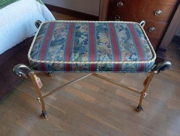 Bank - Messing, hard hout, doek - Italiaanse curulbank