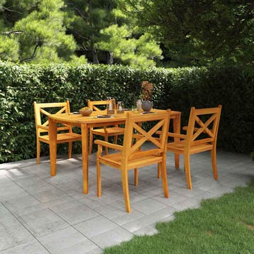 vidaXL 5-delige Tuinset massief acaciahout, Verzenden, Tuinset