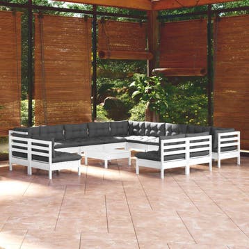 vidaXL 14-delige Loungeset met kussens massief grenenhout, Verzenden, Loungeset