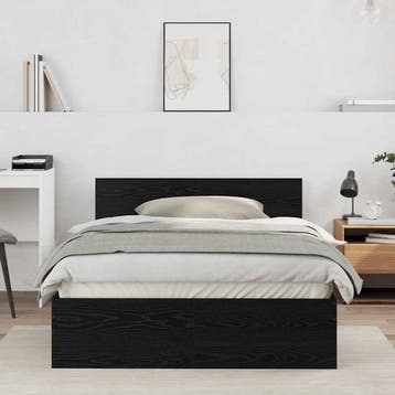 vidaXL Bedframe met Hoofdbord Zwart eiken 193 x 125 x 70 cm, Huis en Inrichting, Verzenden, Nieuw