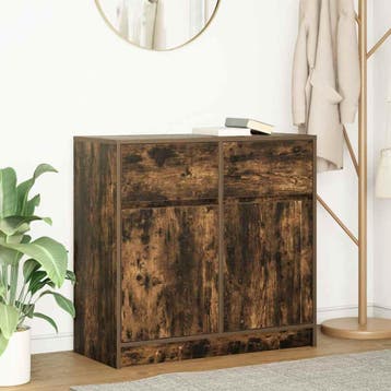 vidaXL Dressoir met lade 80x34x76 cm spaanplaat gerookt, Verzenden, Nieuw