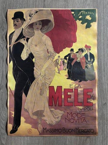 Aldo Mazza - Elegante manifesto pubblicitario E. & A. Mele