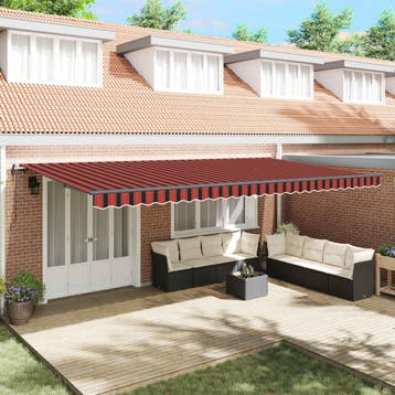 vidaXL Uitschuifbare luifel Oranje en bruin 600 × 300 cm, Verzenden
