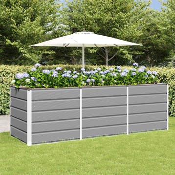 vidaXL Plantenbak Lichtgrijs 240 x 80 x 75 cm Staal, Verzenden, Nieuw