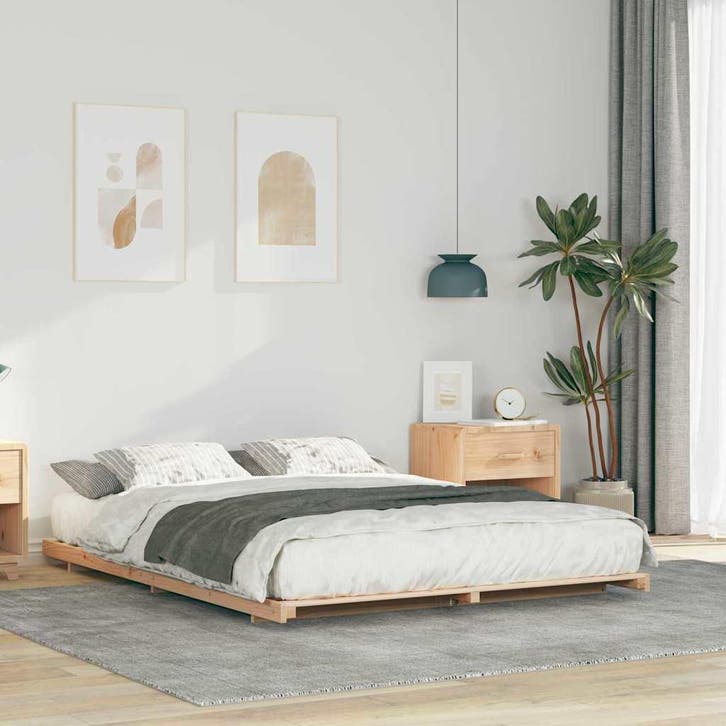 vidaXL Bedframe Bruin 140 x 220 cm Massief grenenhout, Huis en Inrichting, Slaapkamer | Bedden, Nieuw, Verzenden