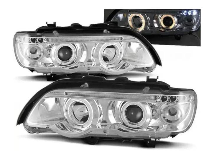Angel Eyes koplampen Chrome geschikt voor BMW X5 E53, Auto-onderdelen, Verlichting, Nieuw, BMW, Verzenden