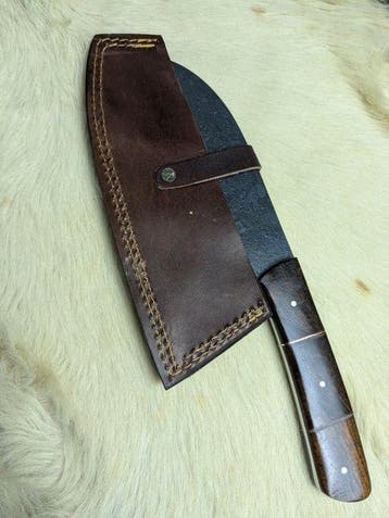 Handcrafted carbon steel full Tang cleaver with a rosewood