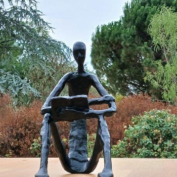 sculptuur, Le lecteur - 16.4 cm - Metaal