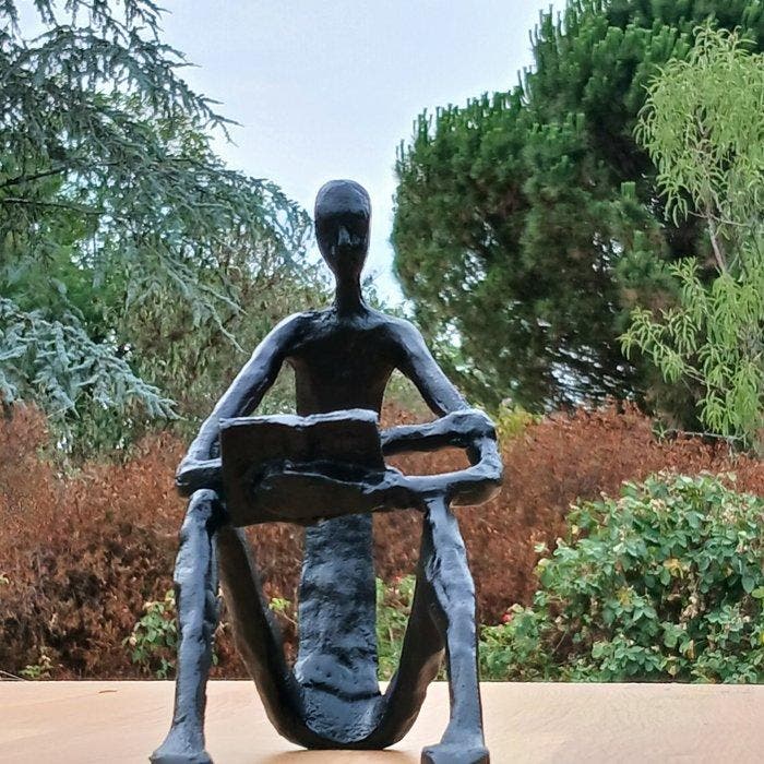 sculptuur, Le lecteur - 16.4 cm - Metaal, Antiek en Kunst, Kunst | Designobjecten