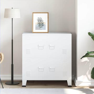 vidaXL Opbergkast industrieel 75x40x80 cm staal wit, Verzenden, Nieuw