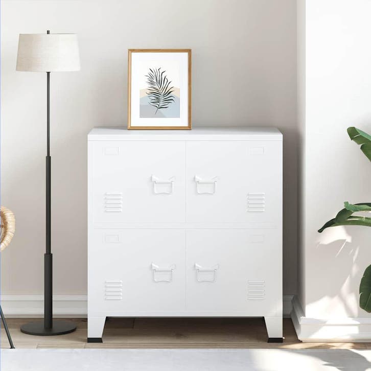 vidaXL Opbergkast industrieel 75x40x80 cm staal wit, Huis en Inrichting, Kasten | Overige, Nieuw, Verzenden