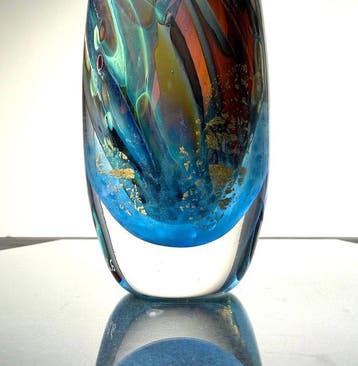 Maxence Parot - Vaas - Unieke vaas, kleuren en goud - Glas
