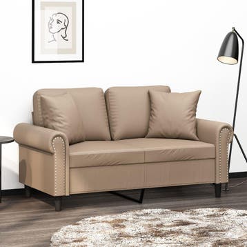 vidaXL Tweezitsbank / zetel met sierkussens 120 cm kunstleer, Verzenden
