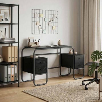 vidaXL Bureau met opslag Zwart eiken 145 x 50 x 75 cm, Verzenden