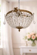Lamp - Weelderige mandlamp in Swarovski-stijl - goudkleurig