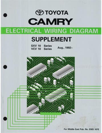 1992 TOYOTA CAMRY ELECTRISCHE SCHEMA (SUPPLEMENT)
