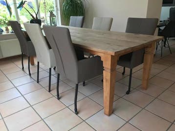 Set van 6 leren eetkamerstoelen met en zonder wieltjes -, Huis en Inrichting, Stoelen, Ophalen of Verzenden, Nieuw, Eén