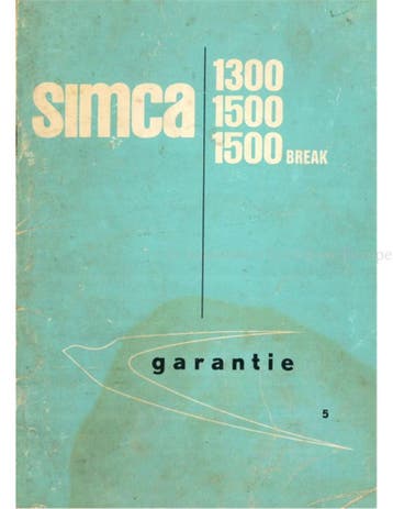1965 SIMCA SERVICE & GARANTIE HANDLEIDING NEDERLANDS