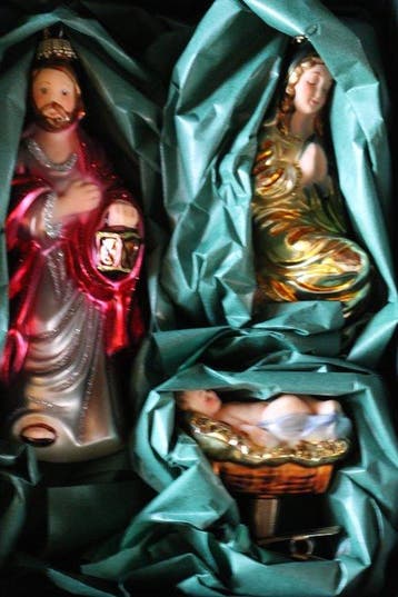 Heilige Familie: Maria, Jozef en Jezus, glas. - Kerstballen, Diversen, Nieuw