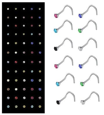 Fako Bijoux - Neuspiercing - Bocht Kristal - Gekleurd - 60, Handtassen en Accessoires, Piercings, Verzenden, Nieuw