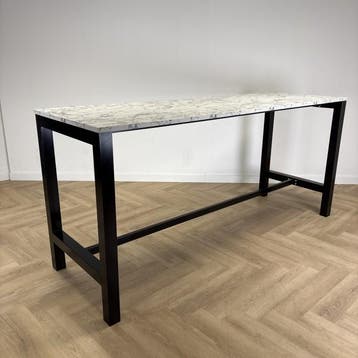 sta-tafel 240x80 cm hoogte 110 cm, zwart - marmer, Gebruikt