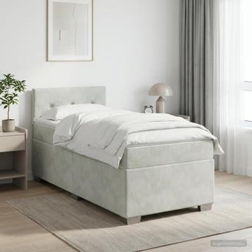 vidaXL Boxspringbed met matras Lichtgrijs 90 x 190 cm, Verzenden