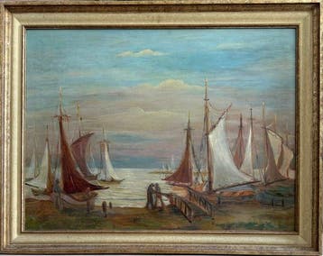 Albert Klatt (1892-1970) - Küste mit Segelschiff und, Antiquités & Art, Art | Peinture | Classique